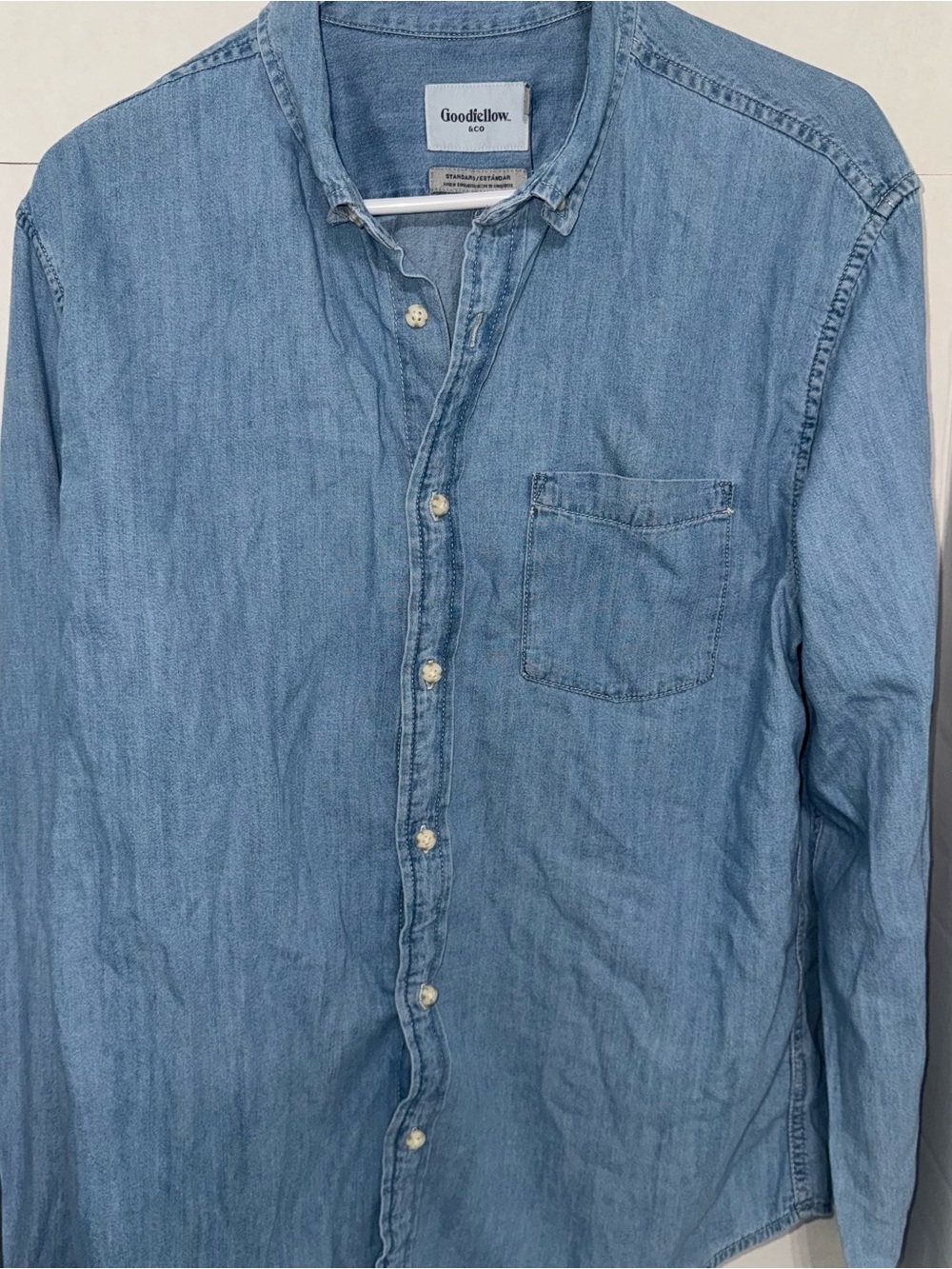 Goodfellow & Co Light Denim Button-Front Casual Shirt